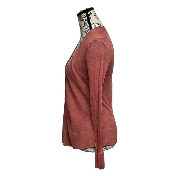 Ann Taylor Linen Cardigan Sweater Womens Pink Barbie Preppy Casual Modest XS - Picture 3 of 7